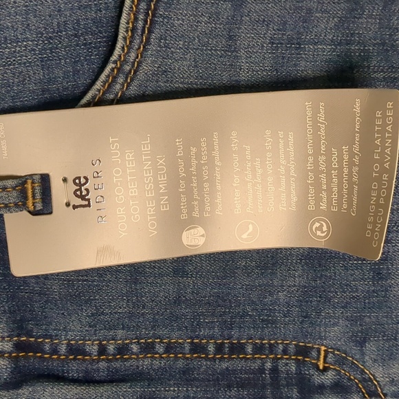 LEE* RIDERS mid rise denim capris 5 pocket zip/button fly front side slit detail - Picture 9 of 9